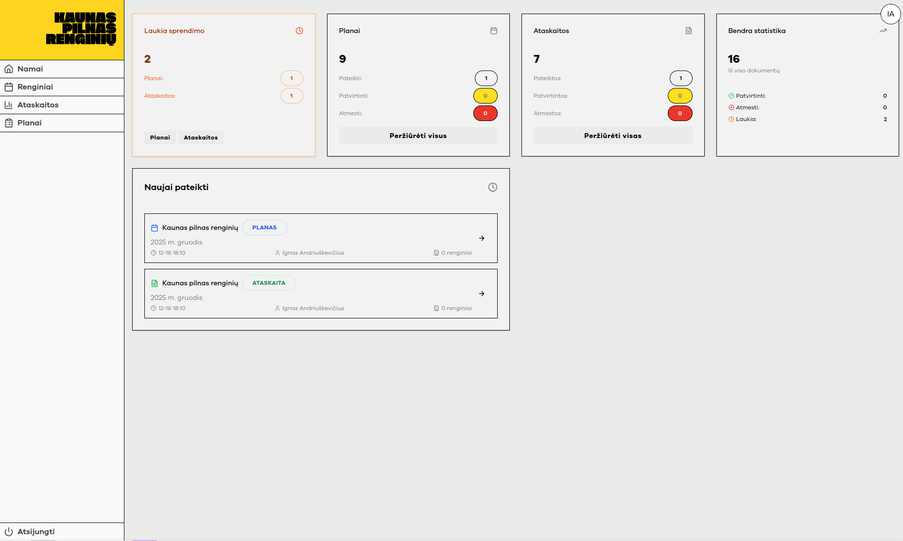 Screenshot of the KPR operator dashboard