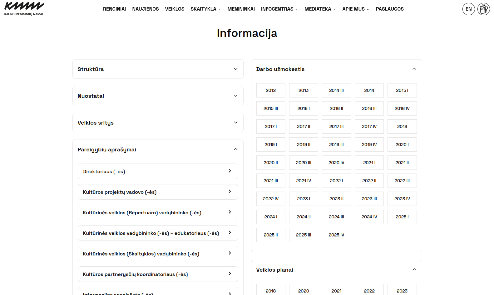Screenshot of an individual organization's website