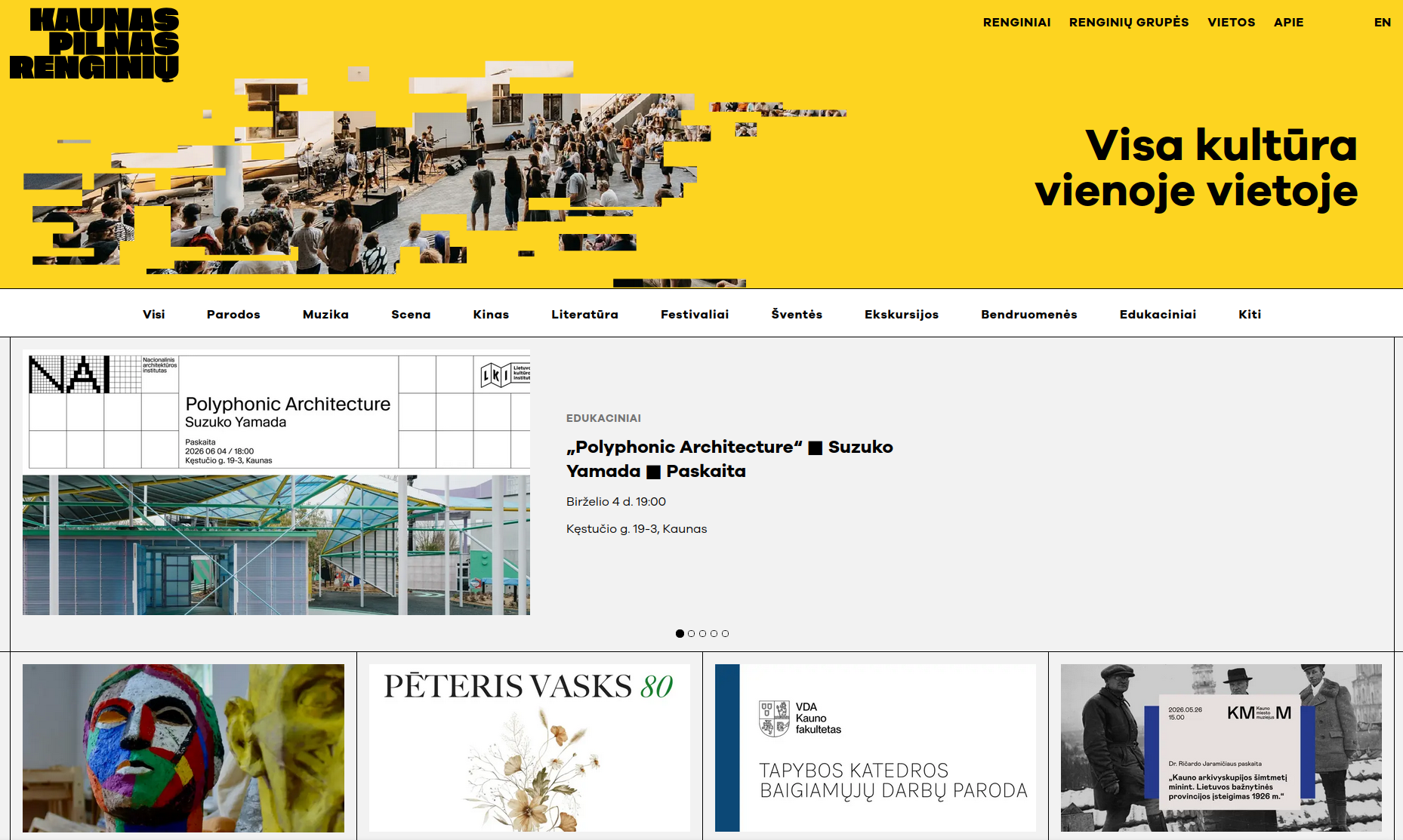 Screenshot of the public KPR site listing events